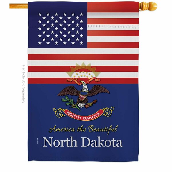 Guarderia 28 x 40 in. USA North Dakota American State Vertical House Flag with Double-Sided Banner Garden GU3902075